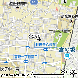 東京都世田谷区宮坂1丁目周辺の地図