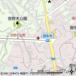 園生町交差点周辺の地図