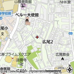 東京都渋谷区広尾2丁目周辺の地図
