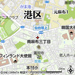 東京都港区南麻布3丁目2周辺の地図