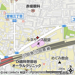 経堂駅入口周辺の地図