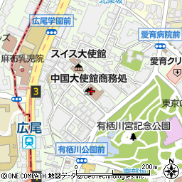 中華人民共和国大使館商務部周辺の地図