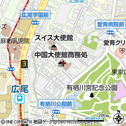 中国大使館経済商務処周辺の地図