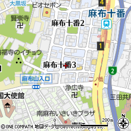 東京都港区麻布十番3丁目周辺の地図