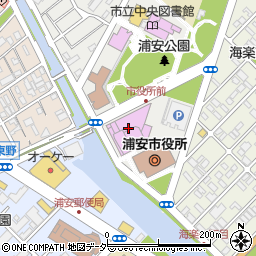 浦安市役所　企画部男女共同参画センター周辺の地図