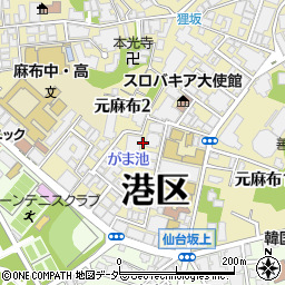 東京都港区元麻布2丁目周辺の地図