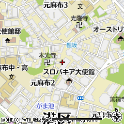 東京都港区元麻布周辺の地図