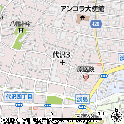 東京都世田谷区代沢3丁目周辺の地図