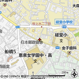 世田谷桜上水一郵便局周辺の地図