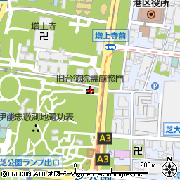 旧台徳院霊廟惣門周辺の地図