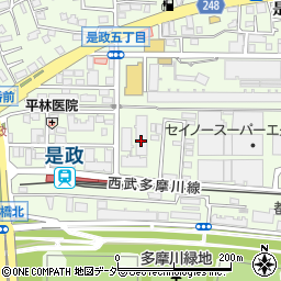 水道修理の救急車府中是政店周辺の地図