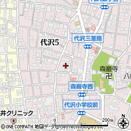 東京都世田谷区代沢5丁目周辺の地図