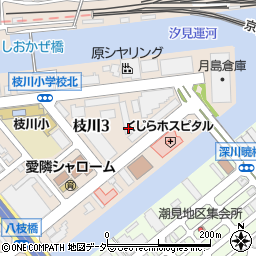 東京都江東区枝川3丁目周辺の地図
