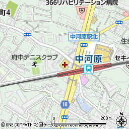 西友中河原店周辺の地図