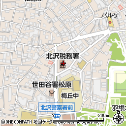 財務省　国税庁税務署北沢税務署周辺の地図