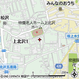 東京都世田谷区上北沢1丁目周辺の地図