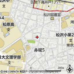 東京都世田谷区赤堤5丁目25周辺の地図