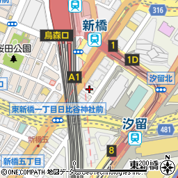 東京都港区東新橋1丁目2-12周辺の地図