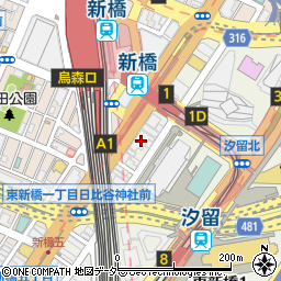 東京都港区東新橋1丁目2-17周辺の地図