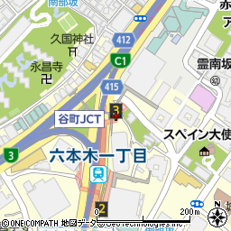 東京地下鉄　南北線　六本木一丁目駅周辺の地図