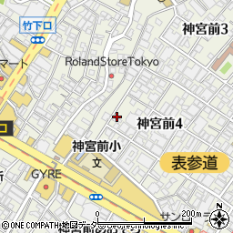 東京都渋谷区神宮前4丁目周辺の地図