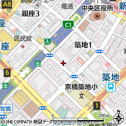 東京都中央区築地1丁目周辺の地図