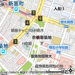 中央区営築地川第三駐車場周辺の地図