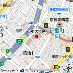 東京都中央区周辺の地図