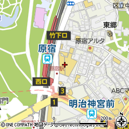 ユニクロ原宿店周辺の地図