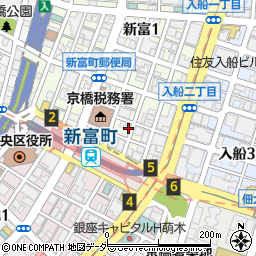 東京都中央区新富2丁目周辺の地図