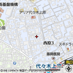 東京都渋谷区西原3丁目周辺の地図