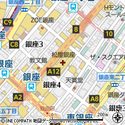 ダイニングバルコダマ ステーキ＆クラブ松屋銀座店周辺の地図