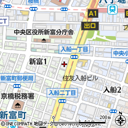 三菱ＵＦＪ銀行新富町支店周辺の地図