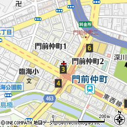 東京都江東区門前仲町周辺の地図