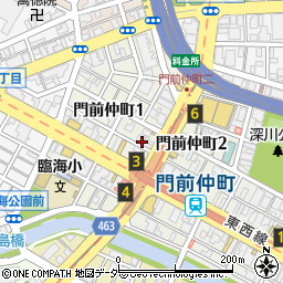 ファミリーマート江東門前仲町店周辺の地図