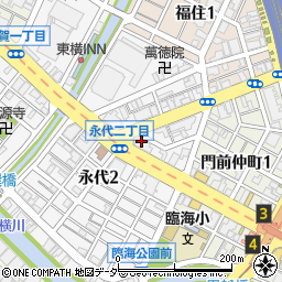 セブンイレブン門前仲町駅西店周辺の地図