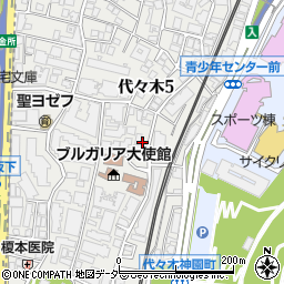 東京都渋谷区代々木5丁目43周辺の地図