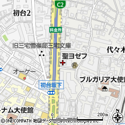 カトリック初台教会周辺の地図