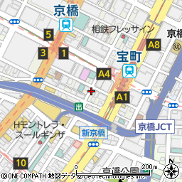 信金中金京橋別館西側パーキングメーター周辺の地図