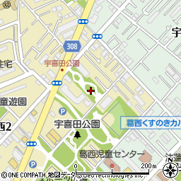 ふれあいの森宇喜田公園トイレ周辺の地図