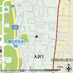 東京都三鷹市大沢1丁目周辺の地図