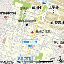 甲府武田郵便局周辺の地図