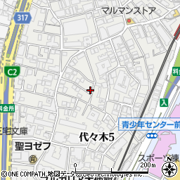 東京都渋谷区代々木5丁目25-21周辺の地図