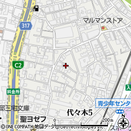東京都渋谷区代々木5丁目25周辺の地図