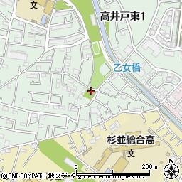 乙女橋児童遊園トイレ周辺の地図