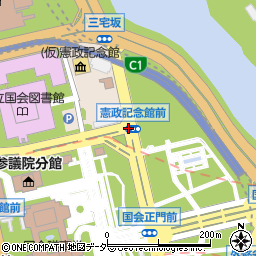 憲政記念館前周辺の地図
