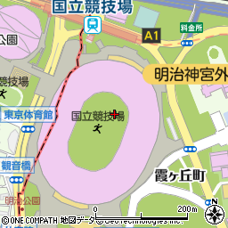 国立霞ヶ丘競技場周辺の地図