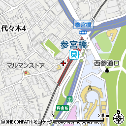 松屋参宮橋店周辺の地図