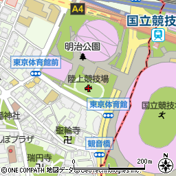 東京体育館陸上競技場周辺の地図