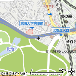 東京都渋谷区代々木1丁目2周辺の地図